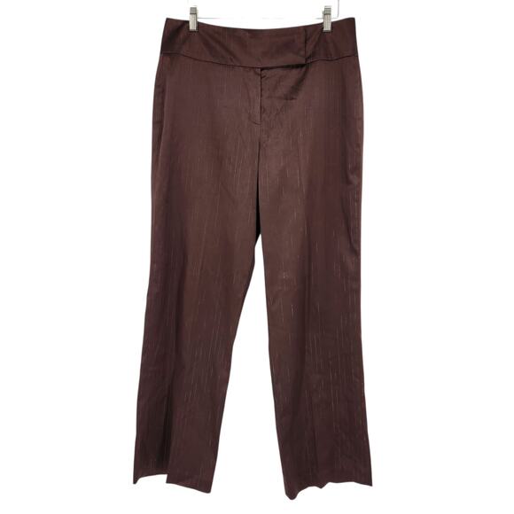 Signature by Larry Levine Brown Pinstripe Dress Pants – Size 10 - Satin Vintage - Picture 1 of 4